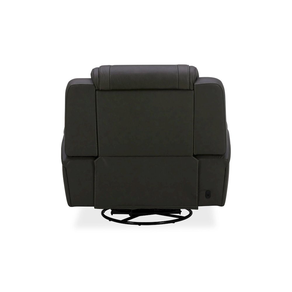 Recliner Armchair with Power Recliner, Charging Port - Aline Coal Gray Leather