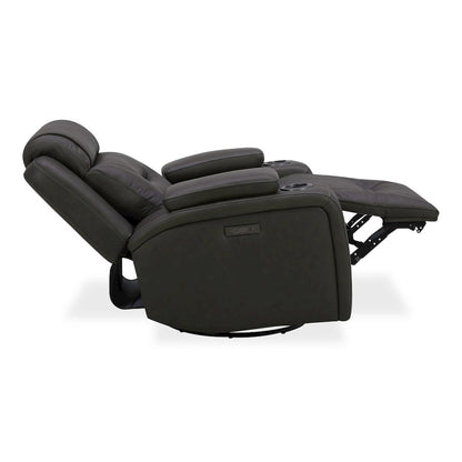 Recliner Armchair with Power Recliner, Charging Port - Aline Coal Gray Leather
