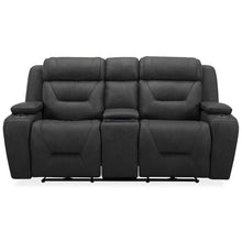 Power Recline Loveseat with Console, Charging Ports - Aline Coal Gray Leather