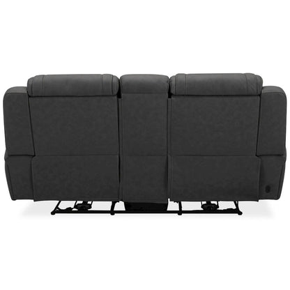 Power Recline Loveseat with Console, Charging Ports - Aline Coal Gray Leather