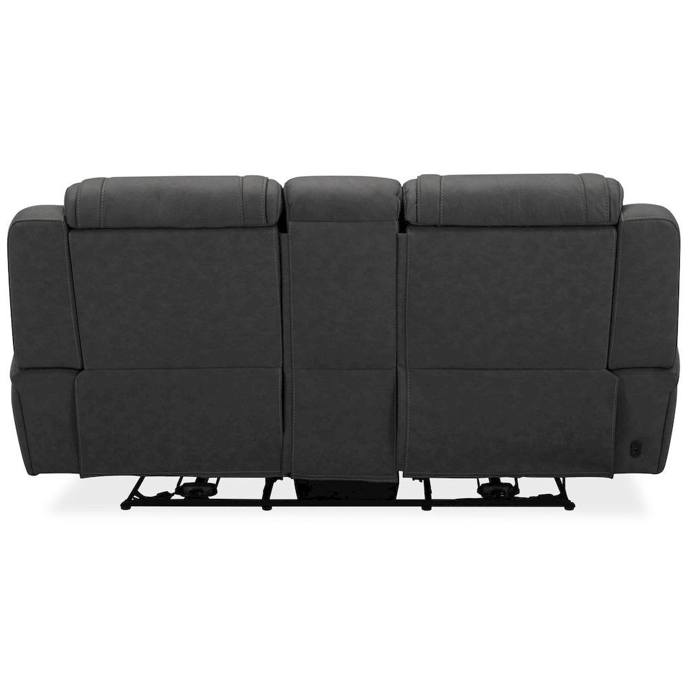 Power Recline Loveseat with Console, Charging Ports - Aline Coal Gray Leather