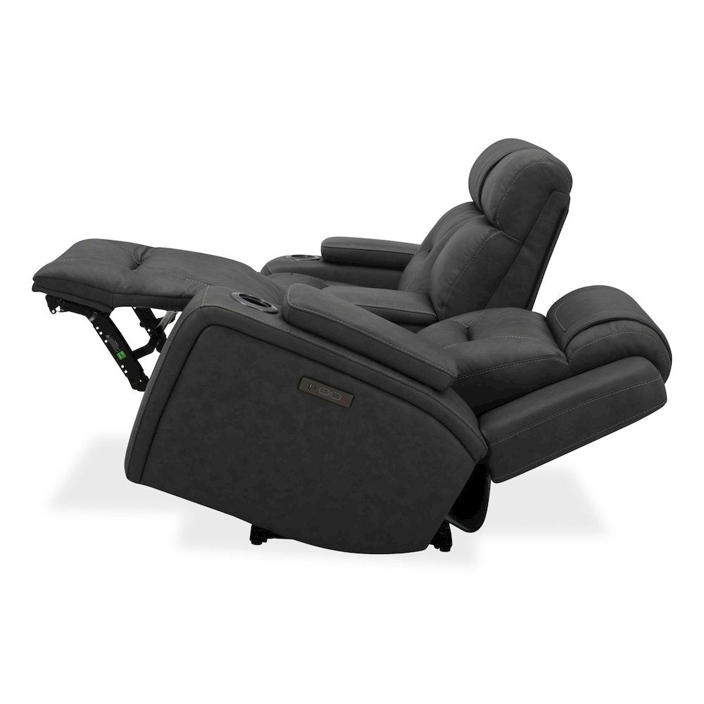 Power Recline Loveseat with Console, Charging Ports - Aline Coal Gray Leather