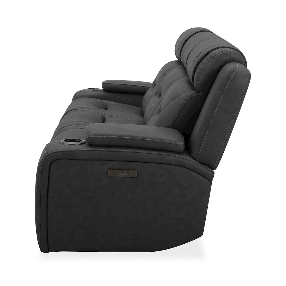Power Recline Sofa with Charging Ports - Aline Coal Gray Leather