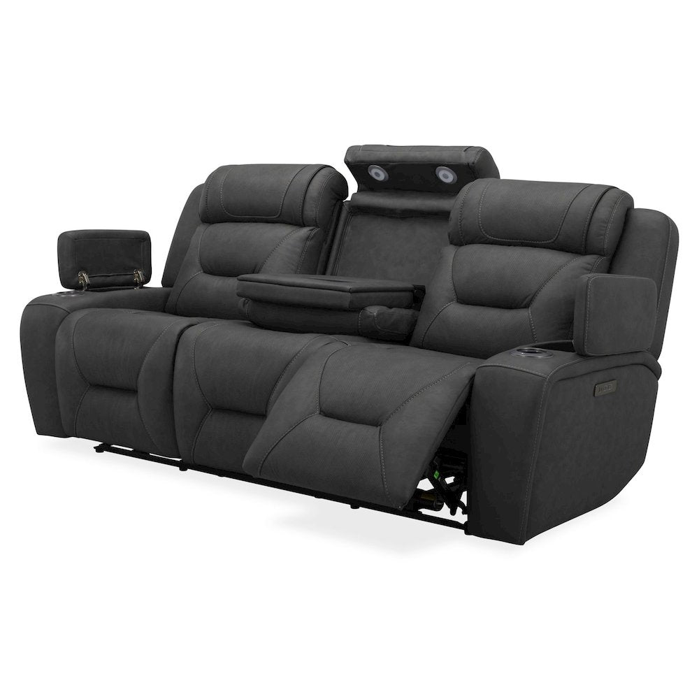 Power Recline Sofa with Charging Ports - Aline Coal Gray Leather
