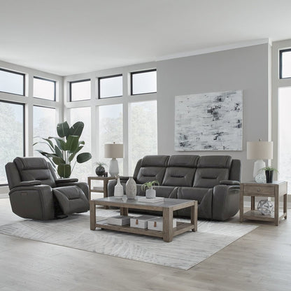Chapman Power Recline Sofa & Recliner with Charging Ports - Aline Coal Leather