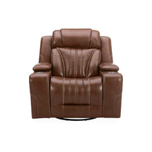 Recliner Armchair with Power Recline, Charging Port - Nature Chestnut Leather