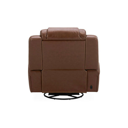 Recliner Armchair with Power Recline, Charging Port - Nature Chestnut Leather