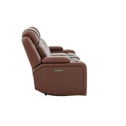 Power Recline Loveseat with Console, Charging Ports  - Nature Chestnut Leather