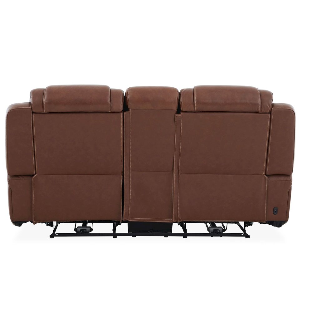 Power Recline Loveseat with Console, Charging Ports  - Nature Chestnut Leather