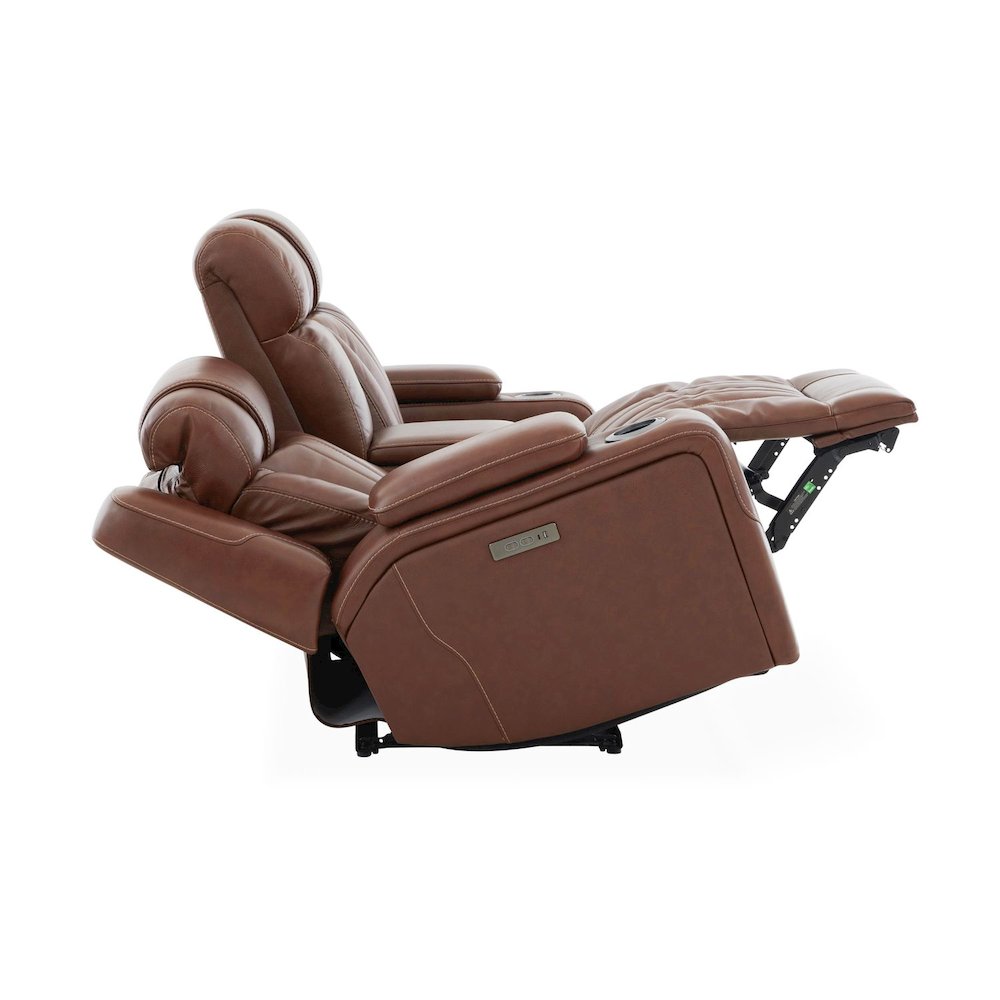 Power Recline Loveseat with Console, Charging Ports  - Nature Chestnut Leather