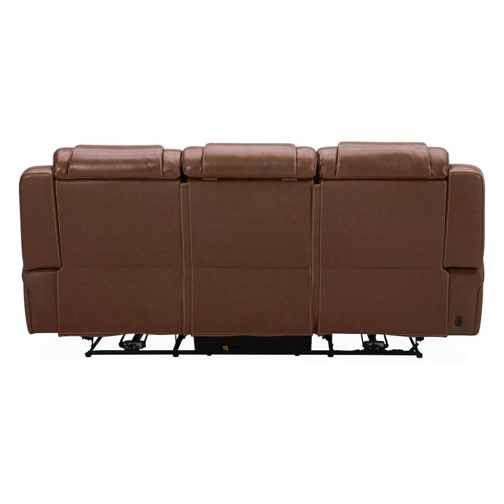 Sofa with Console, Charging Ports - Nature Chestnut Leather