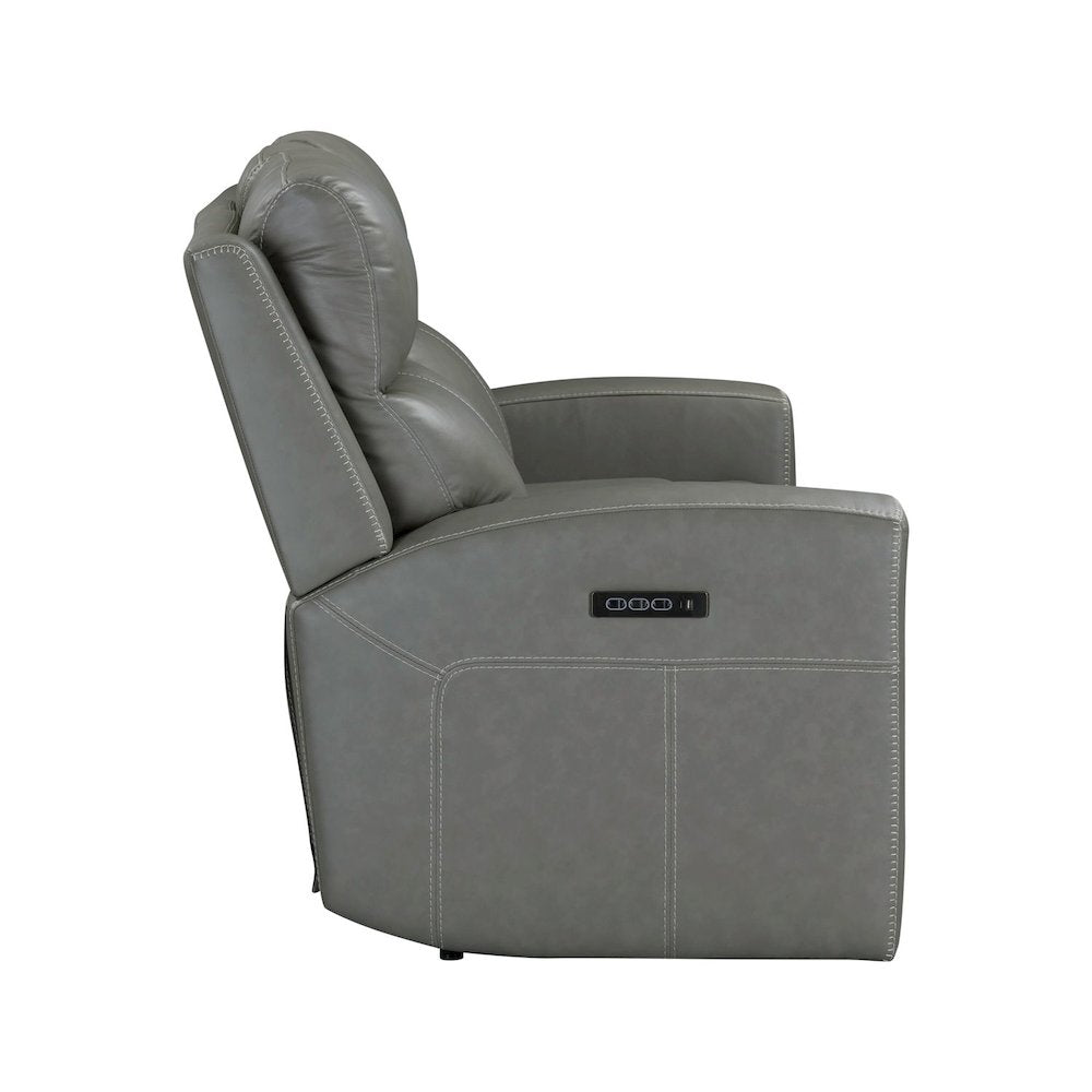 Camden Triple Power Reclining Loveseat with Console - Aline Light Gray Leather