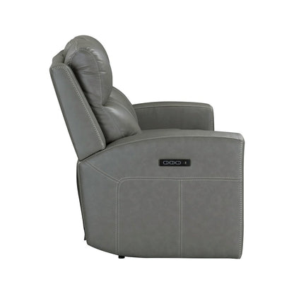 Camden Triple Power Reclining Loveseat with Console - Aline Light Gray Leather