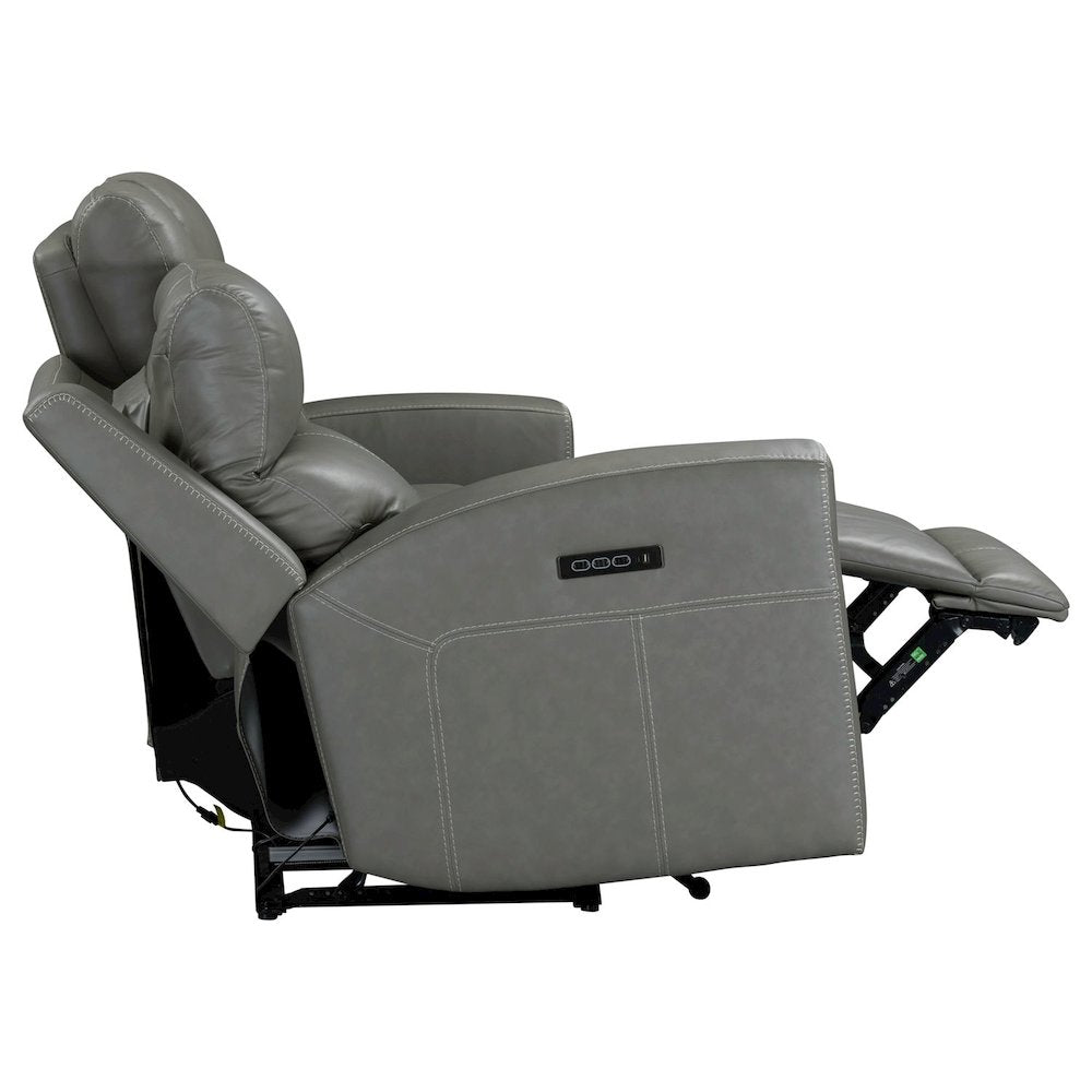 Camden Triple Power Reclining Loveseat with Console - Aline Light Gray Leather