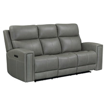 Camden Triple Power Reclining Sofa - Aline Light Gray Leather