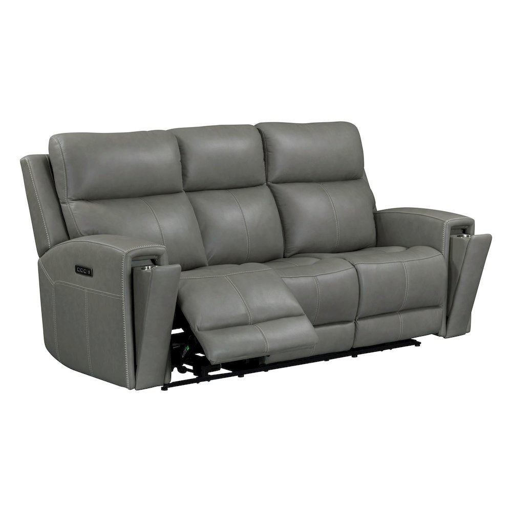 Camden Triple Power Reclining Sofa - Aline Light Gray Leather