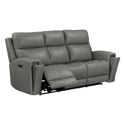 Camden Triple Power Reclining Sofa - Aline Light Gray Leather