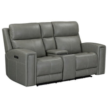 Camden Power Recline Set with Sofa & Loveseat - Aline Light Gray Leather