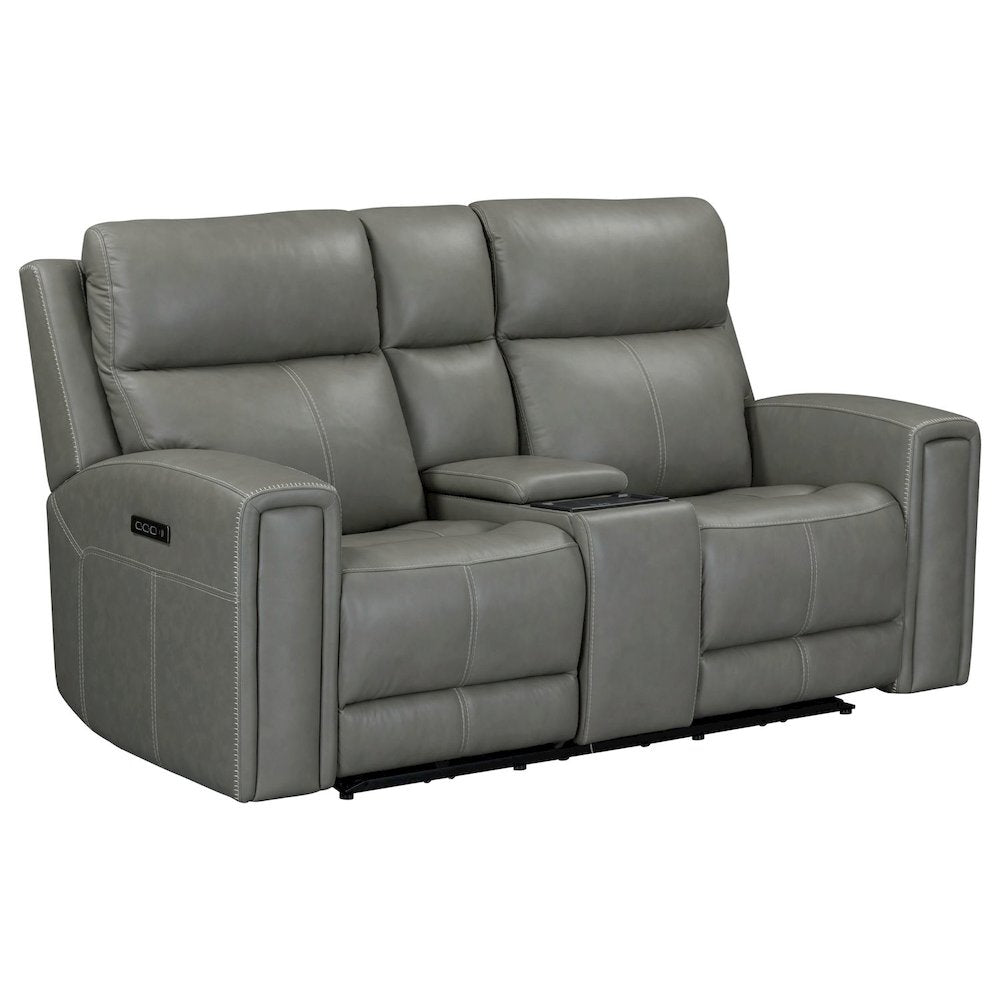 Camden Power Recline Set with Sofa & Loveseat - Aline Light Gray Leather