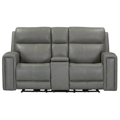 Camden Power Recline Set with Sofa & Loveseat - Aline Light Gray Leather