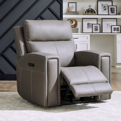 Camden Living Room Zero Wall Power Recline Set - Aline Light Gray Leather