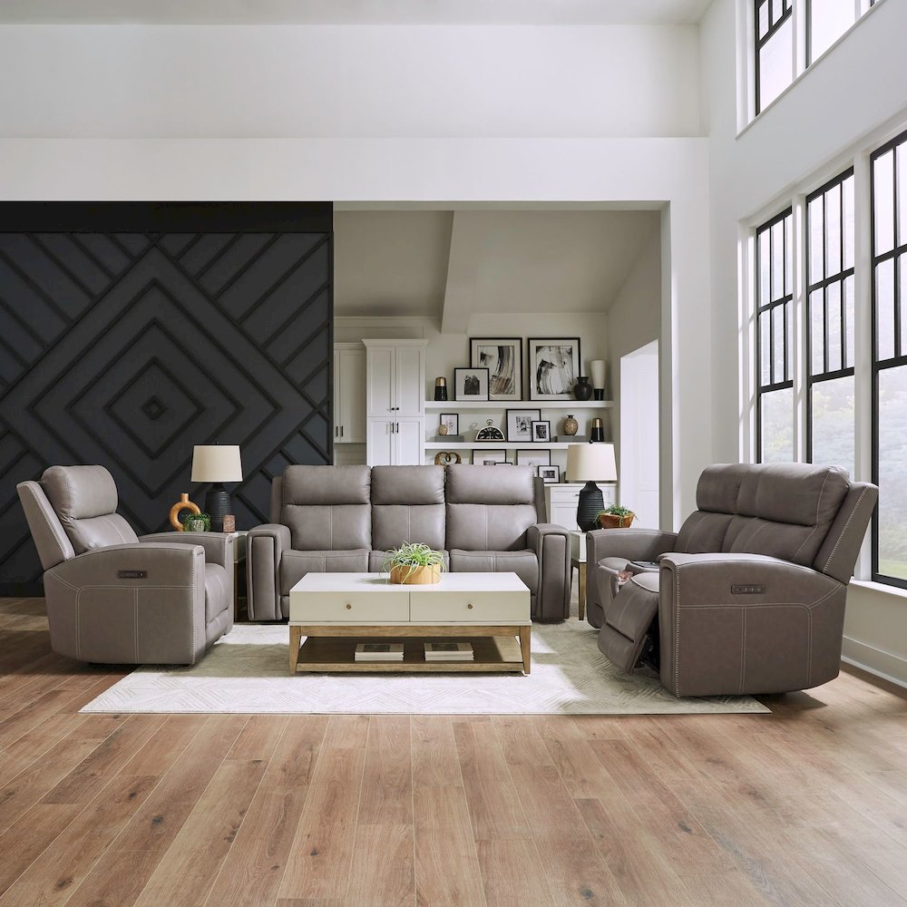 Camden Living Room Zero Wall Power Recline Set - Aline Light Gray Leather
