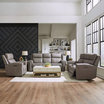 Camden Living Room Zero Wall Power Recline Set - Aline Light Gray Leather