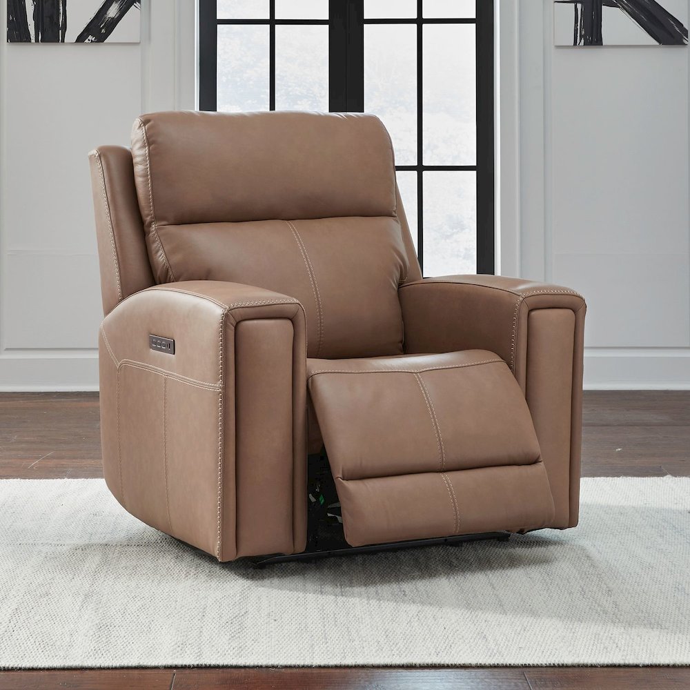 Camden Triple Power Wall Recliner Living Room Chair - Aline Toast Brown Leather
