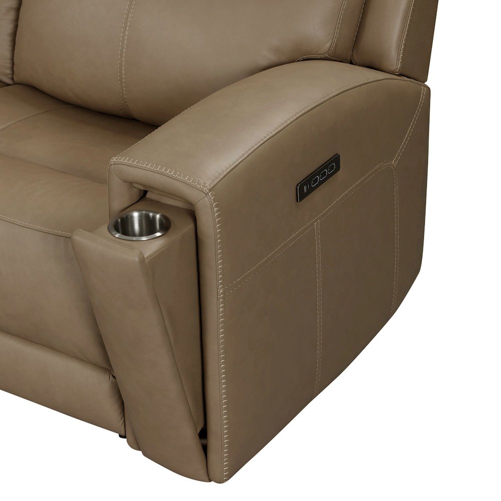 Camden Triple Power Wall Recliner Living Room Chair - Aline Toast Brown Leather