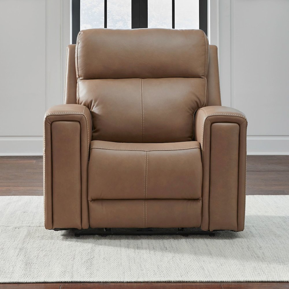 Camden Triple Power Wall Recliner Living Room Chair - Aline Toast Brown Leather