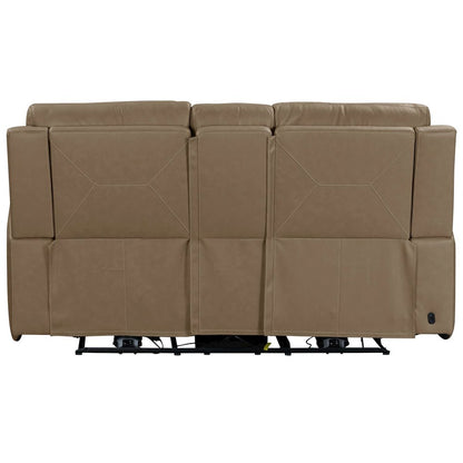 Camden Triple Power Reclining Loveseat with Console - Aline Toast Brown Leather
