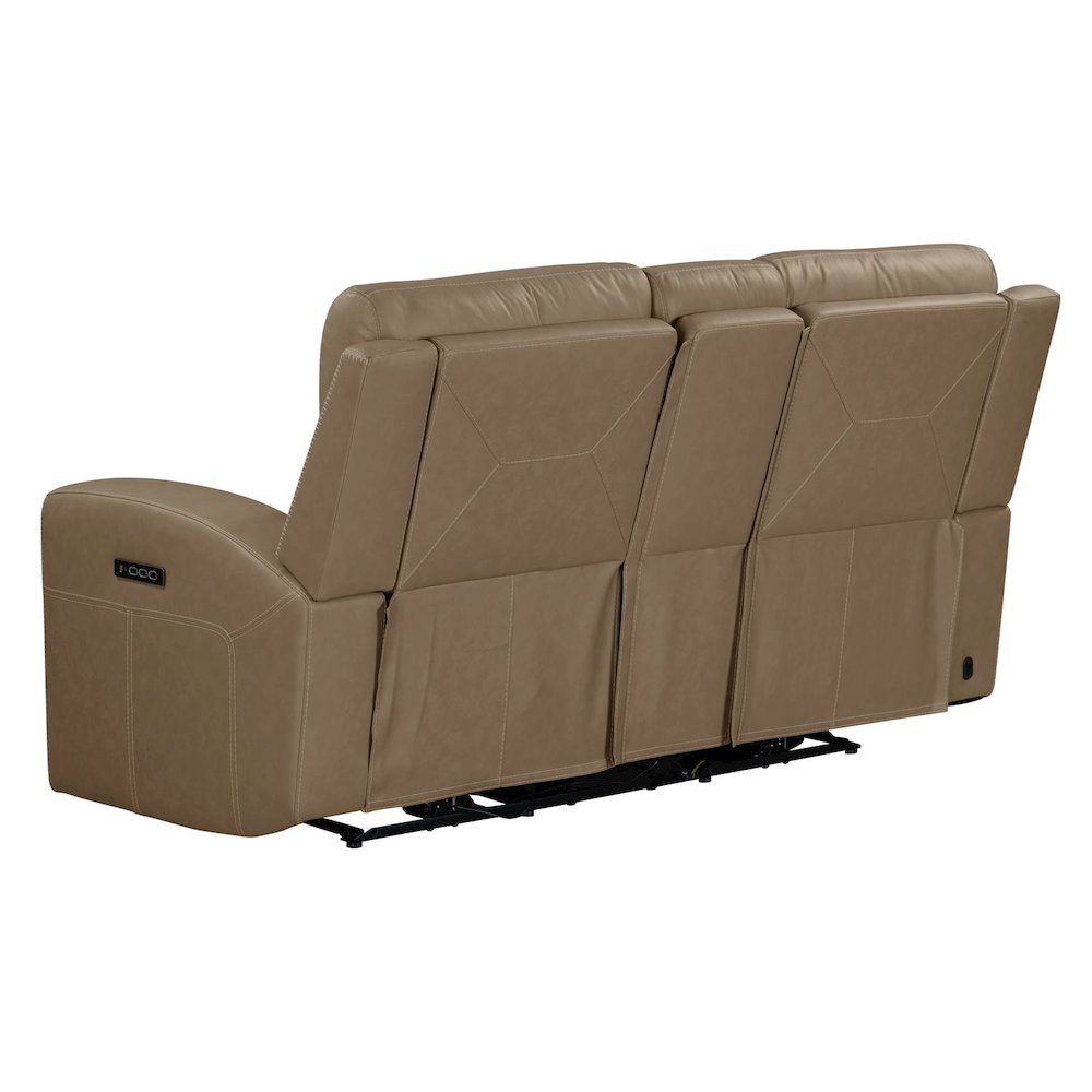 Camden Triple Power Reclining Loveseat with Console - Aline Toast Brown Leather