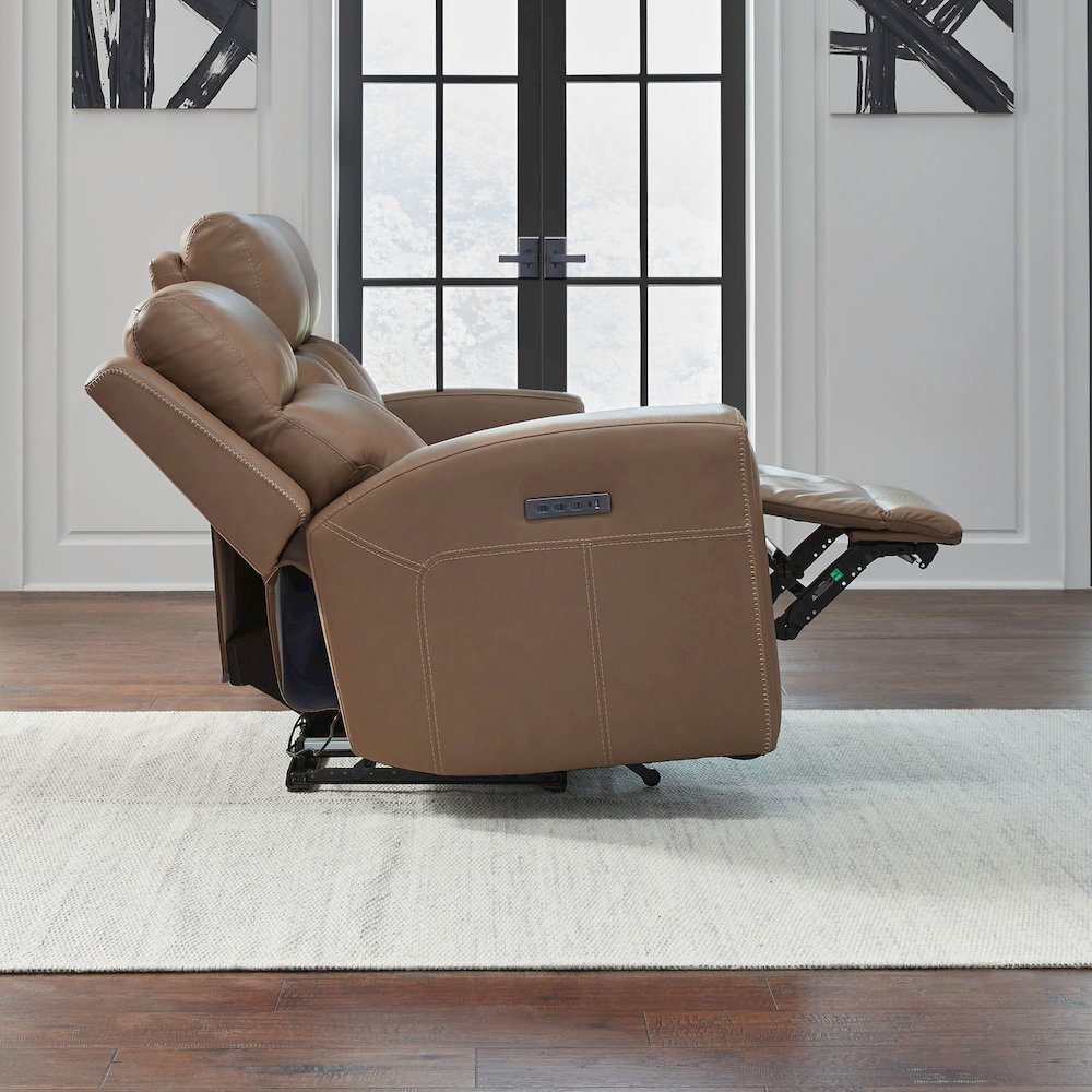 Camden Triple Power Reclining Sofa - Aline Toast Brown Leather