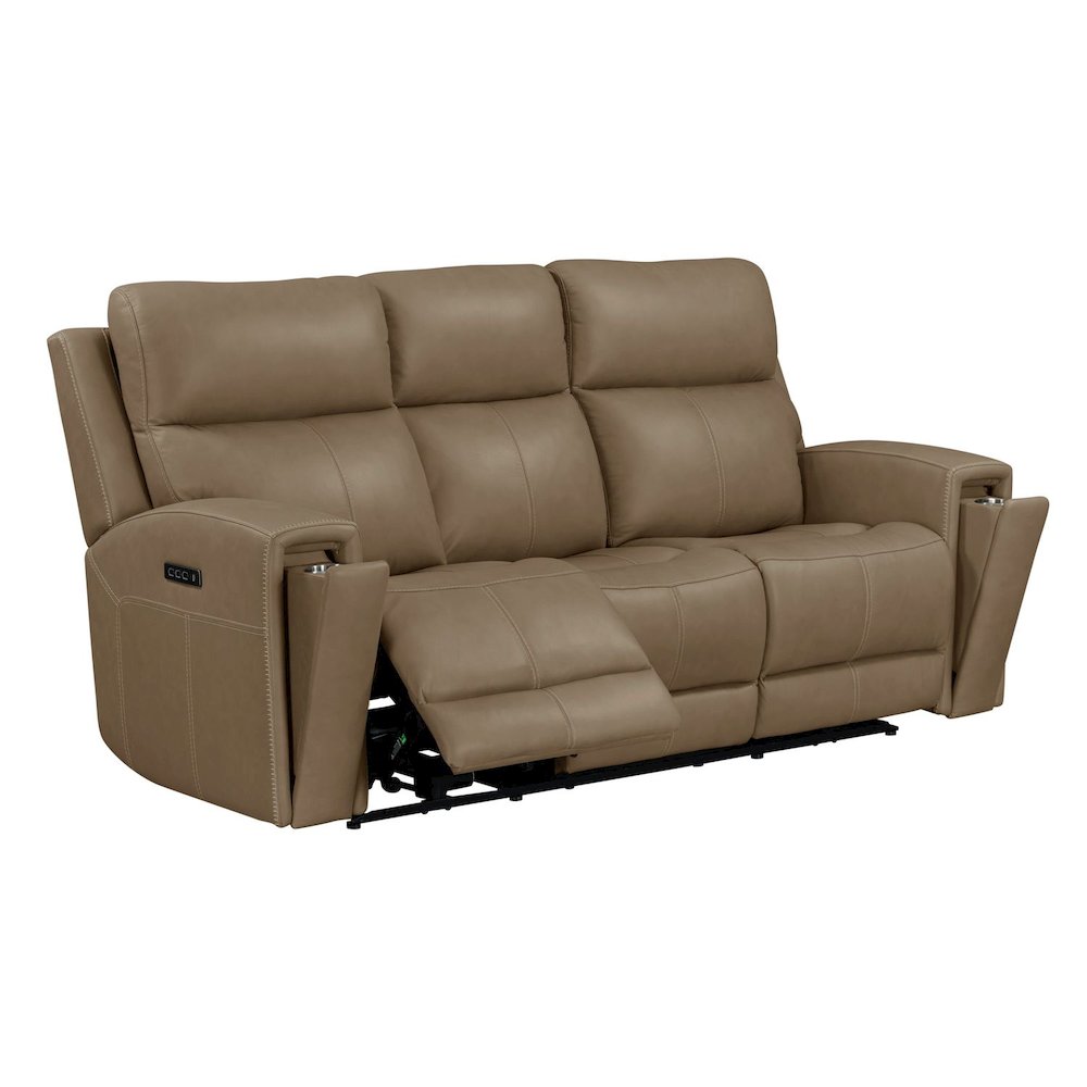 Camden Triple Power Reclining Sofa - Aline Toast Brown Leather