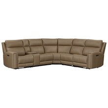 Camden Power Reclining 6 Piece Sectional Sofa - Aline Toast Brown Leather