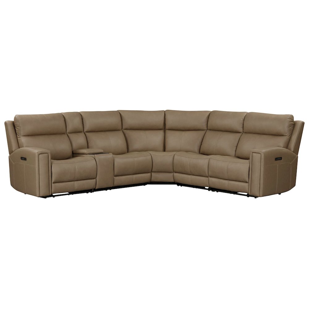 Camden Power Reclining 6 Piece Sectional Sofa - Aline Toast Brown Leather