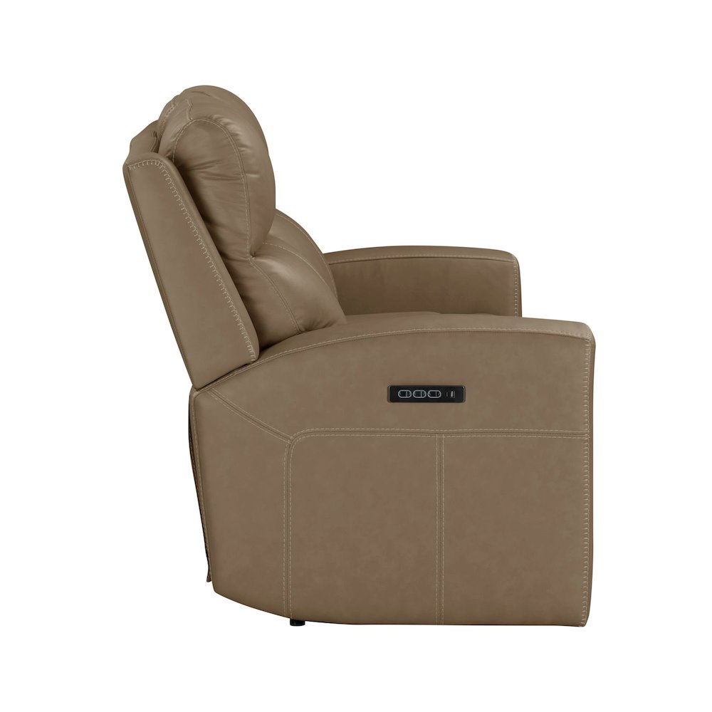 Camden Power Recline Set with Sofa & Loveseat - Aline Toast Brown Leather