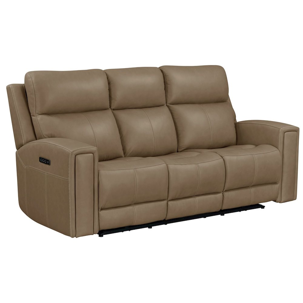 Camden Power Recline Set with Sofa & Loveseat - Aline Toast Brown Leather