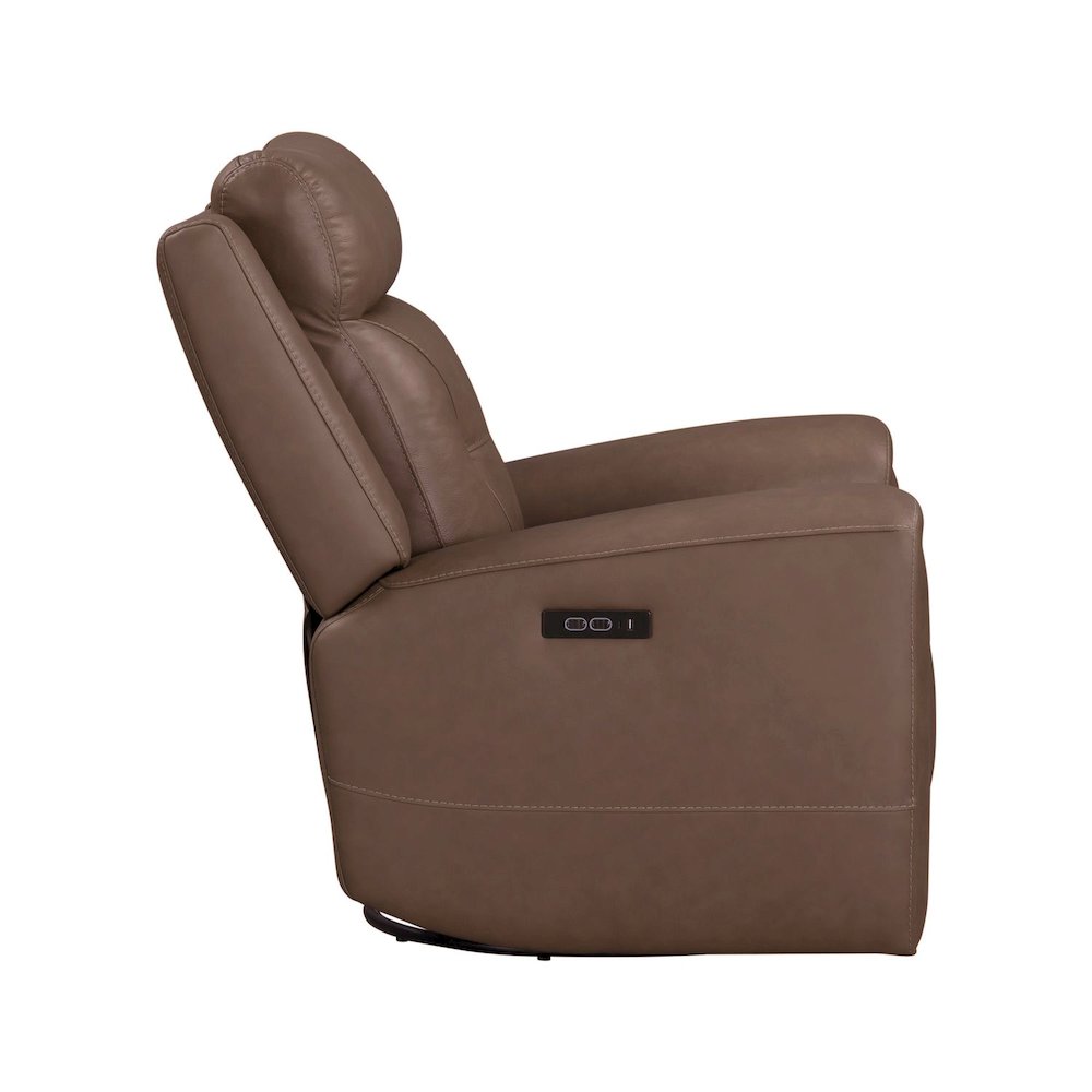 Beckham Dual Power Recliner Living Room Chair- Aline Saddle Brown Leather
