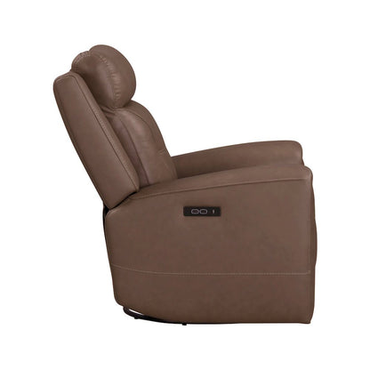 Beckham Dual Power Recliner Living Room Chair- Aline Saddle Brown Leather