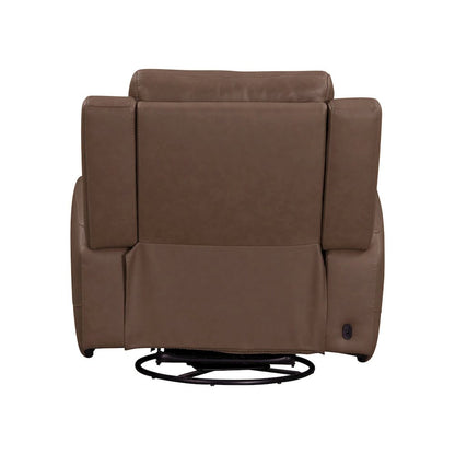 Beckham Dual Power Recliner Living Room Chair- Aline Saddle Brown Leather