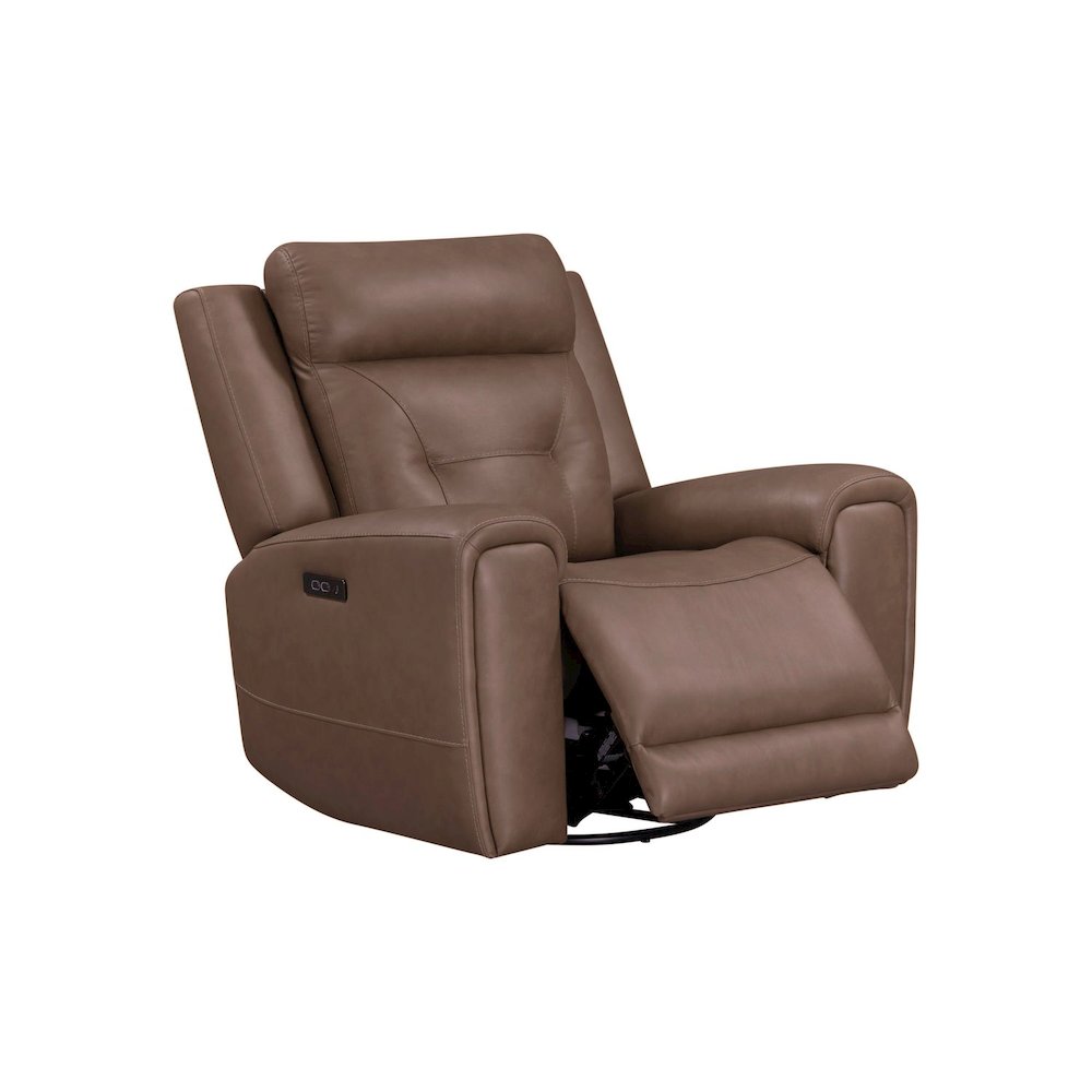 Beckham Dual Power Recliner Living Room Chair- Aline Saddle Brown Leather