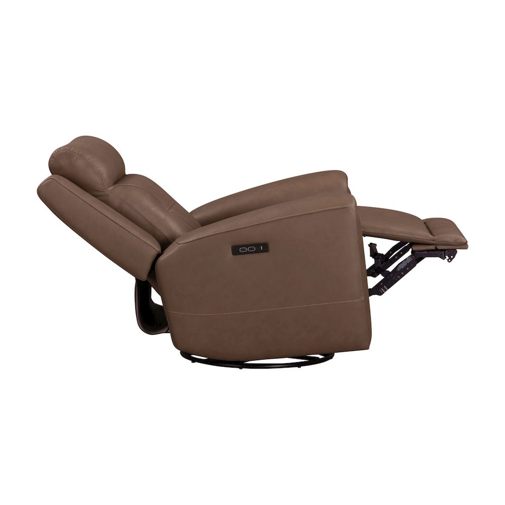 Beckham Dual Power Recliner Living Room Chair- Aline Saddle Brown Leather
