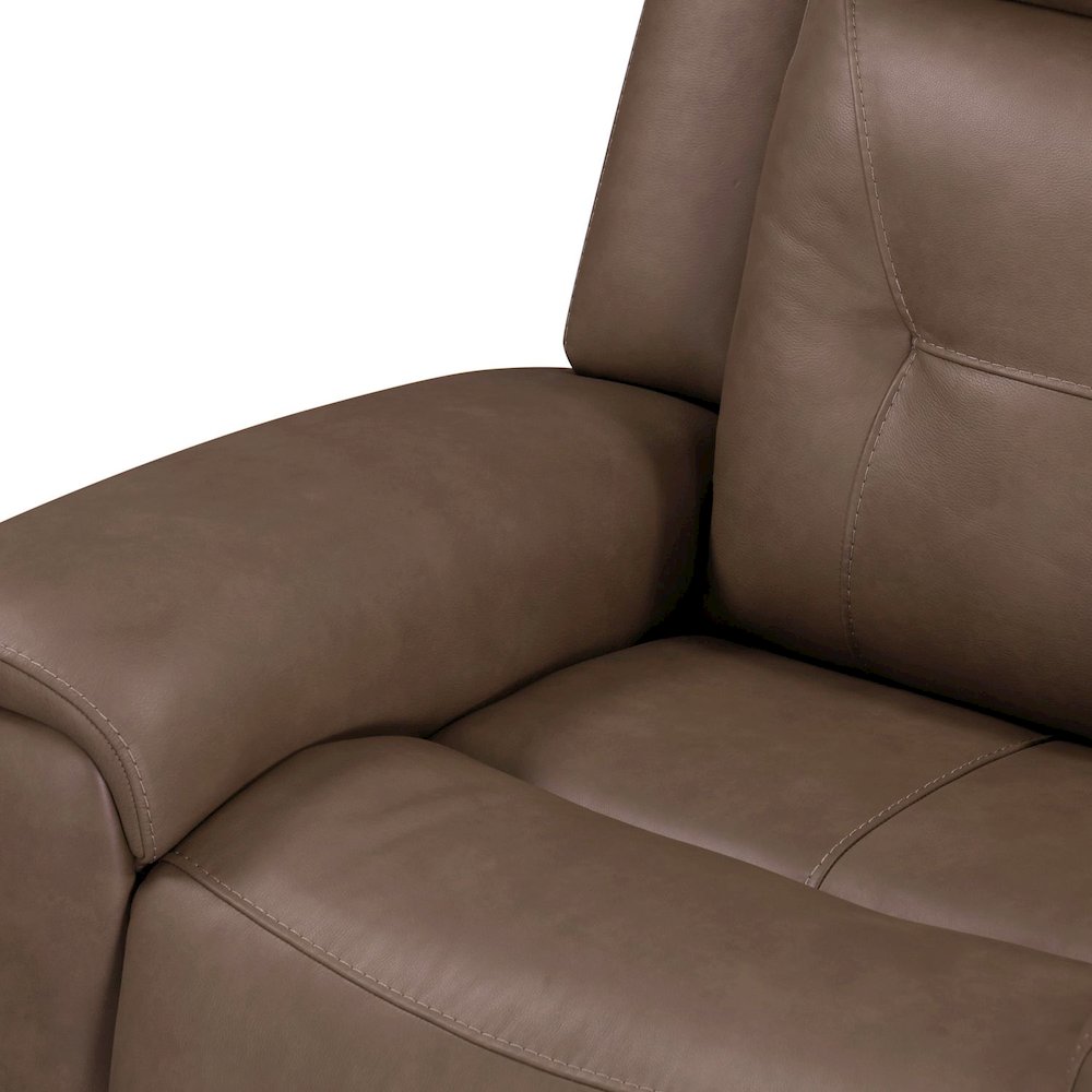 Beckham Dual Power Recliner Living Room Chair- Aline Saddle Brown Leather