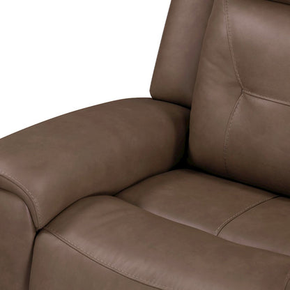 Beckham Dual Power Recliner Living Room Chair- Aline Saddle Brown Leather