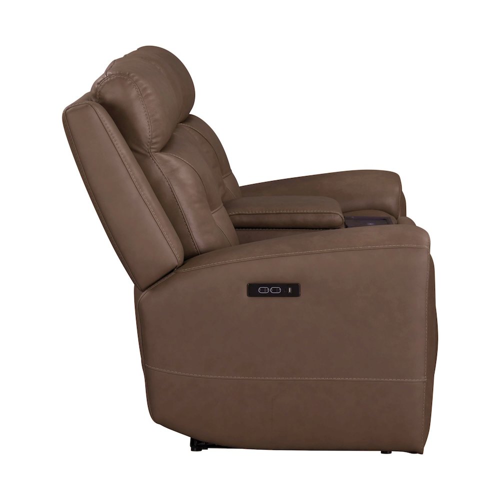 Beckham Power Reclining Loveseat with Console - Aline Saddle Brown Leather