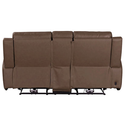 Beckham Power Reclining Loveseat with Console - Aline Saddle Brown Leather