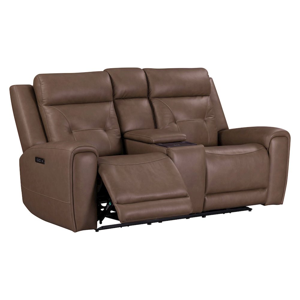 Beckham Power Reclining Loveseat with Console - Aline Saddle Brown Leather