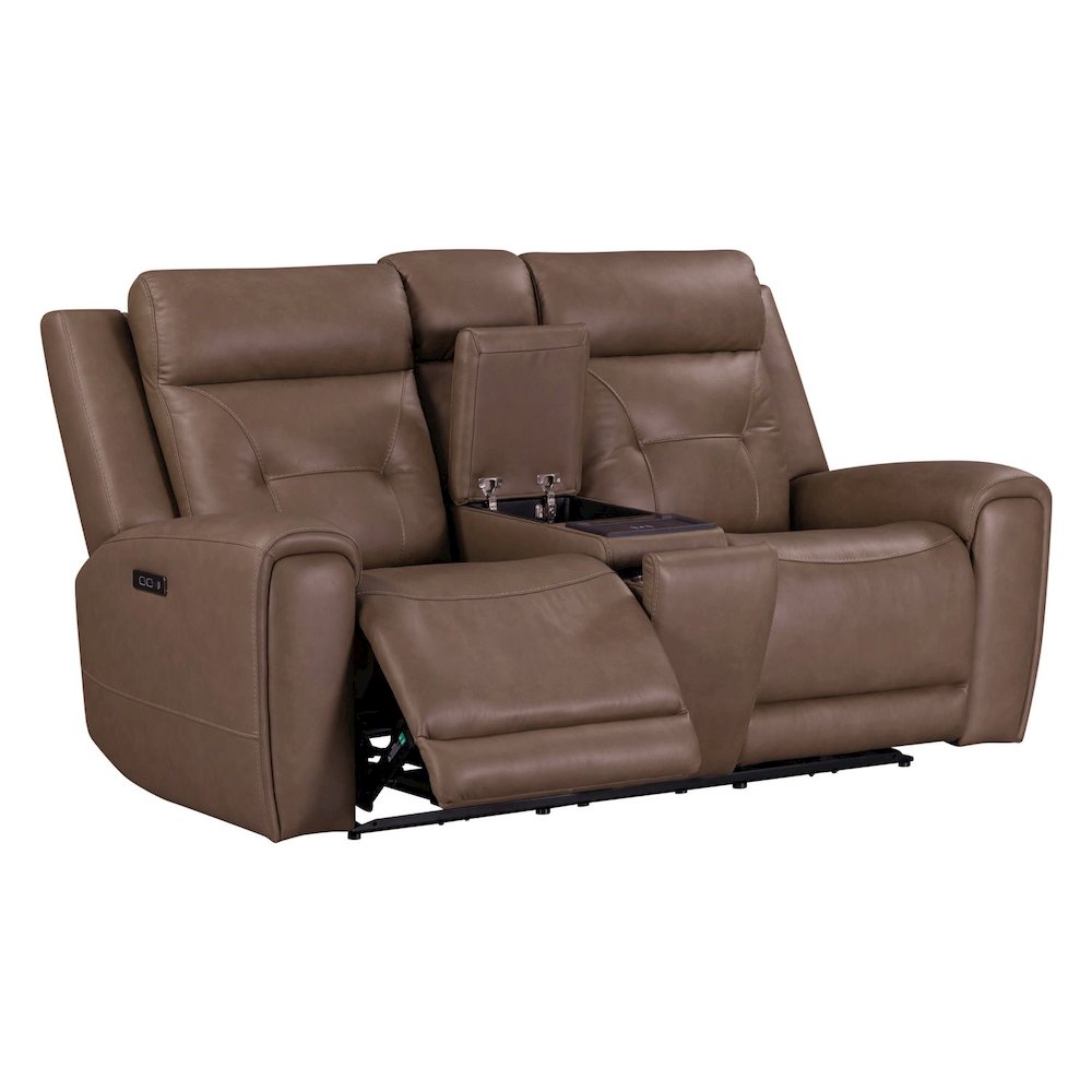 Beckham Power Reclining Loveseat with Console - Aline Saddle Brown Leather