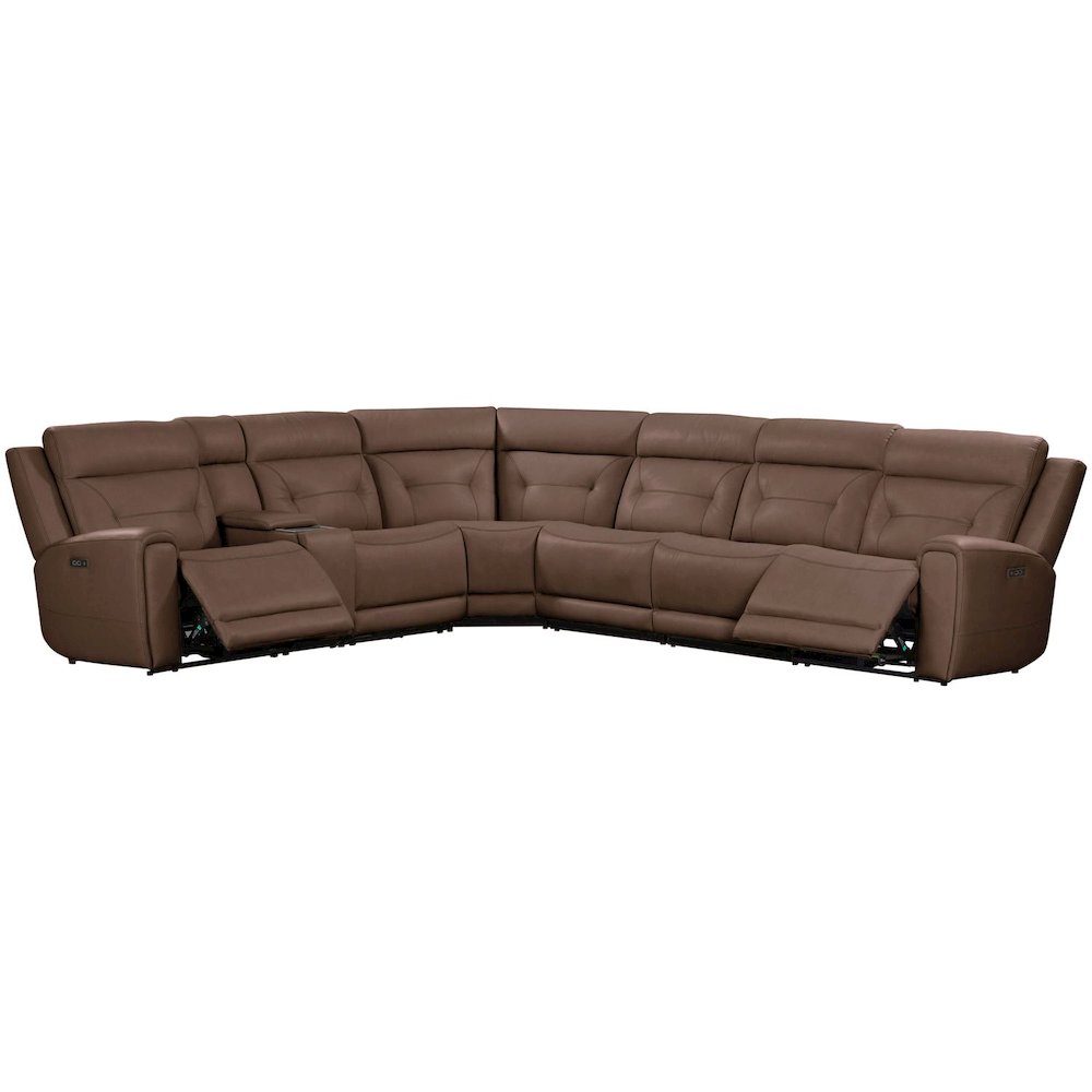 Beckham Power Reclining 7 Piece Sectional Sofa - Aline Saddle Brown Leather
